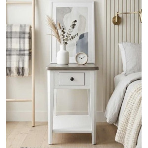 P2728-23 : Bàn Góc , Bàn Trang Trí - Màu Trắng + Nâu